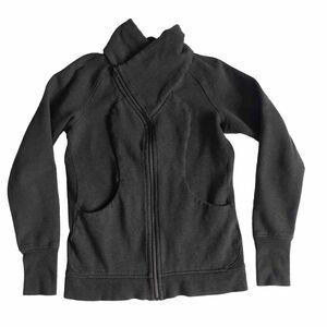 Lululemon Womens Dark Gray Asymmetrical Scuba Full Zip Jacket Sz 8 High Collar